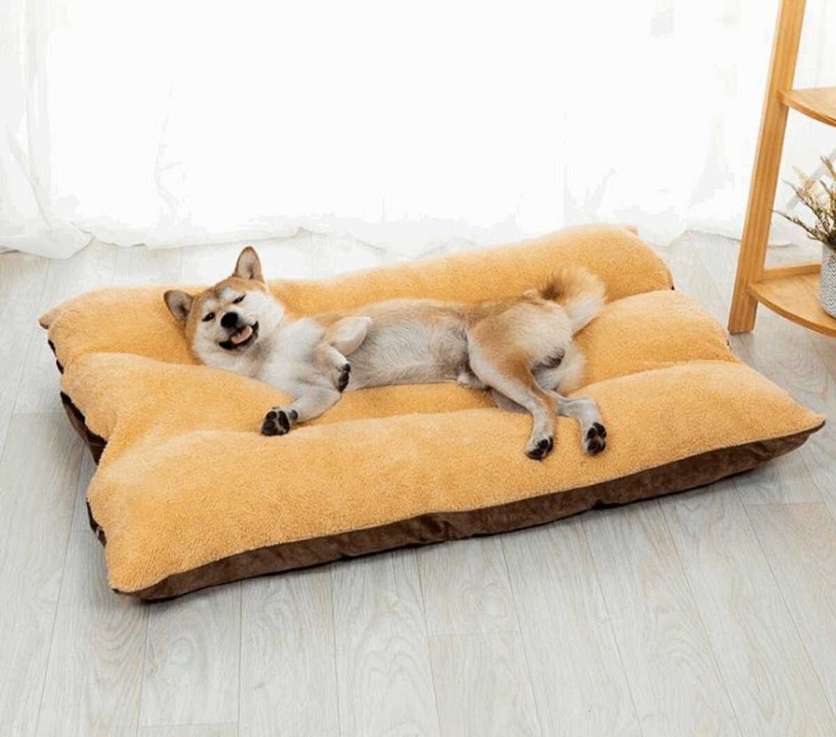 激抵可拆洗床褥型寵物貓狗窩S碼 60*40cm（淺咖色） 