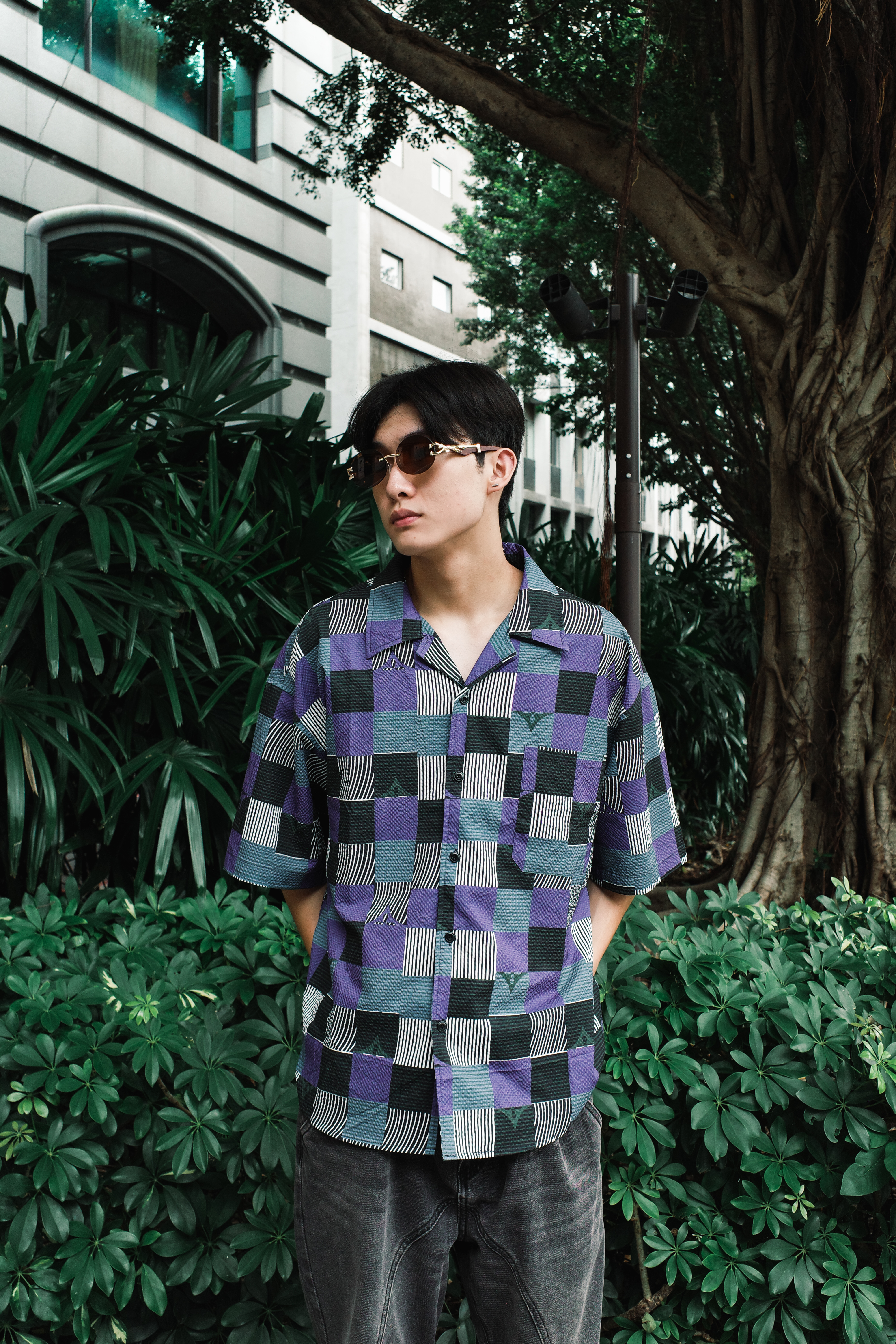 『Always_Good』馬賽克方塊 泡泡紗 格紋 短袖襯衫