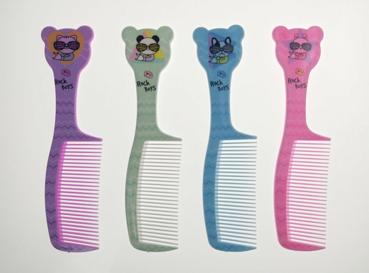 Long-handled cartoon pet comb (random color) 