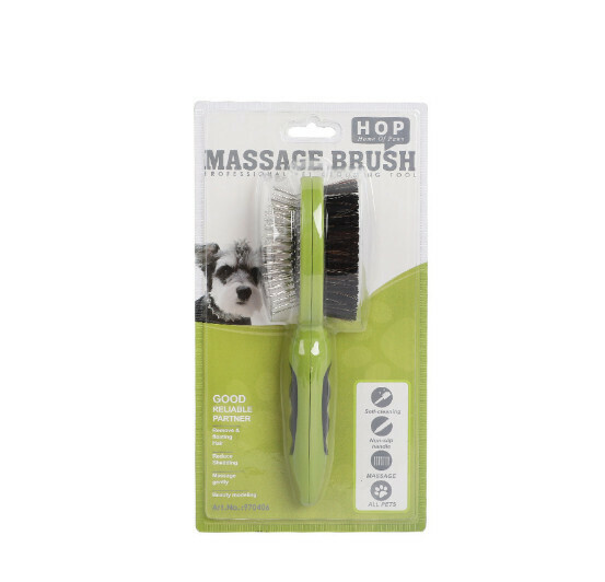 Pet double-sided hair removal massage needle comb (picture color - blister packaging)