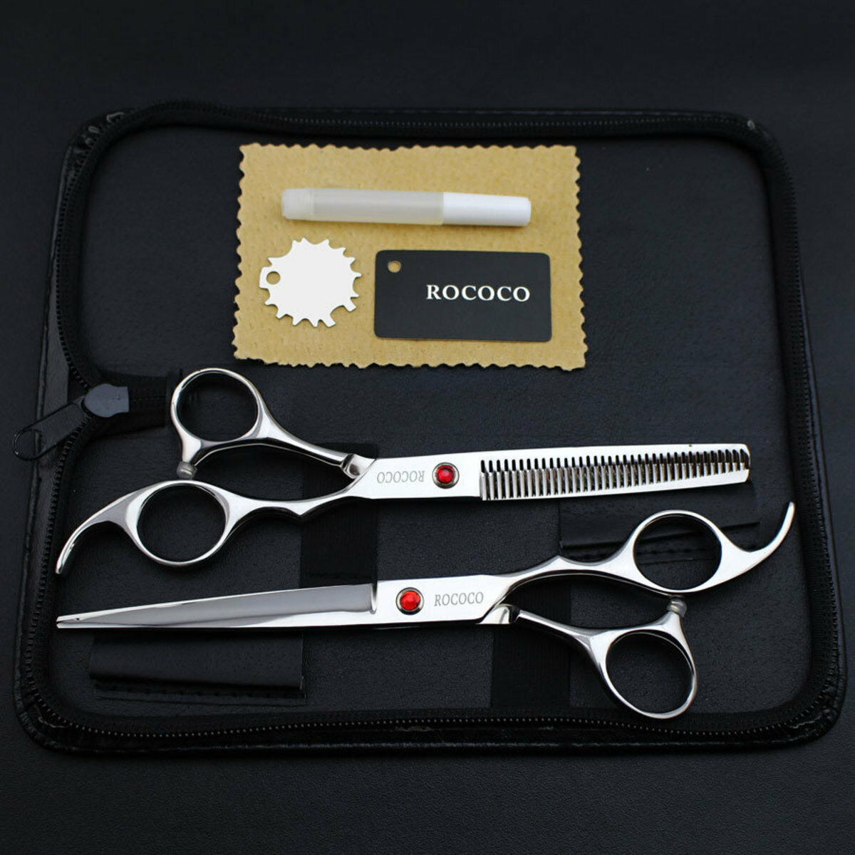 熱賣ROCOCO 專業美髮剪 , 寵物用不鏽鋼亮光款,平剪+牙剪套裝（7 寸） 