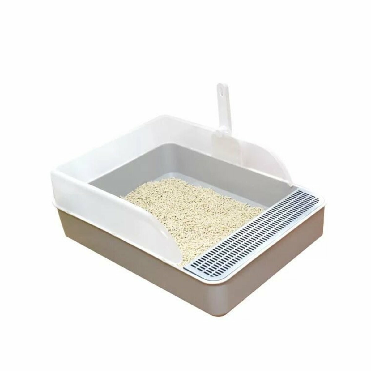 熱推【大號】貓砂盤方形半封閉式經典款 (灰色-大號) (限購一個)