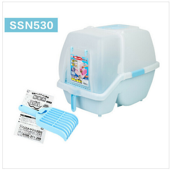 激抵IRIS 封閉式貓砂盤單層貓廁所 SSN-530（藍色）