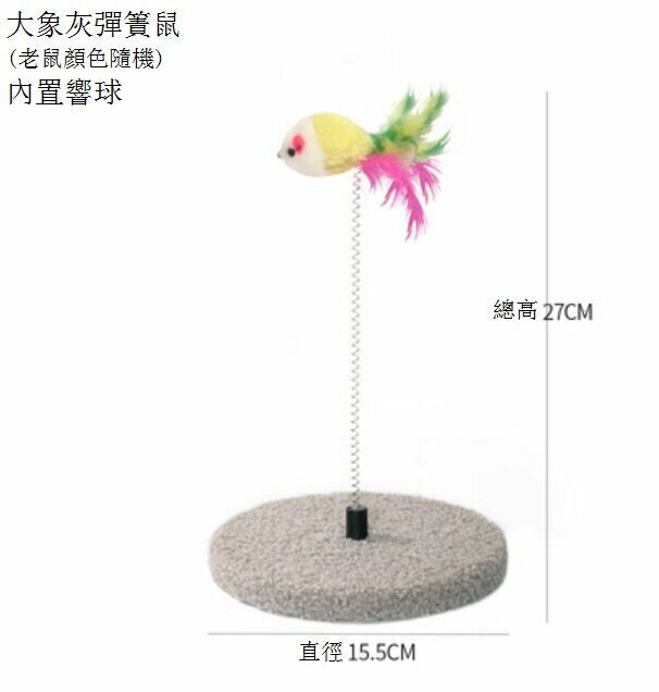 新款彈力球貓抓板(大象灰彈簧鼠 內置響球 尺寸：27*15.5cm）