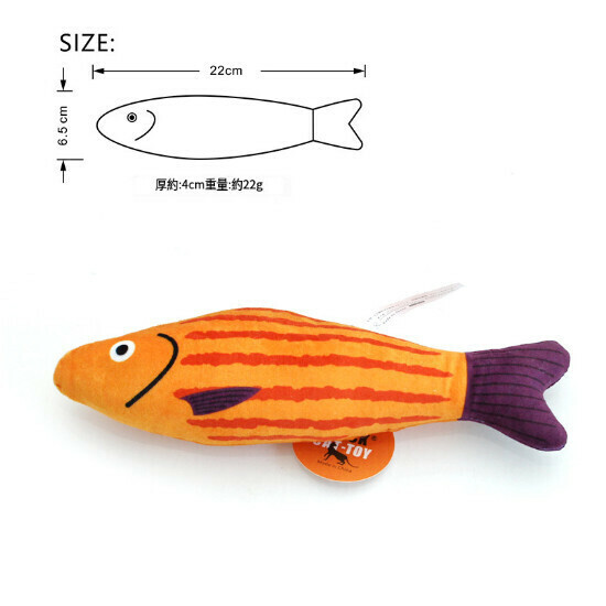 新款貓咪玩具磨牙神器寵物用品（黃橙-條紋魚）