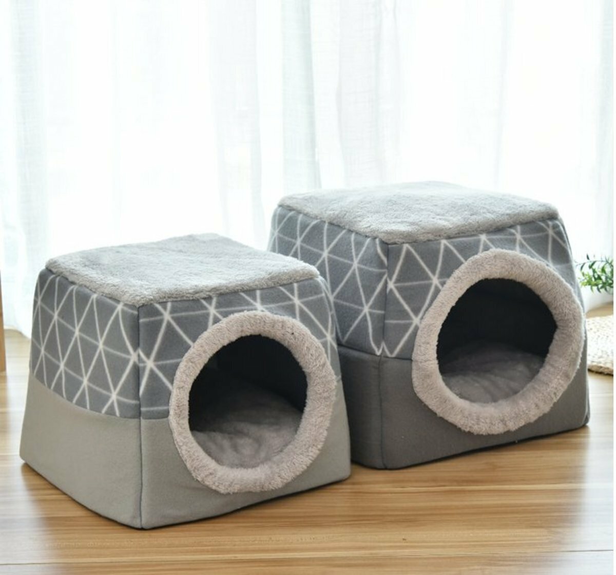新款太空艙兩用寵物窩L碼(35*33*30cm) 灰色 