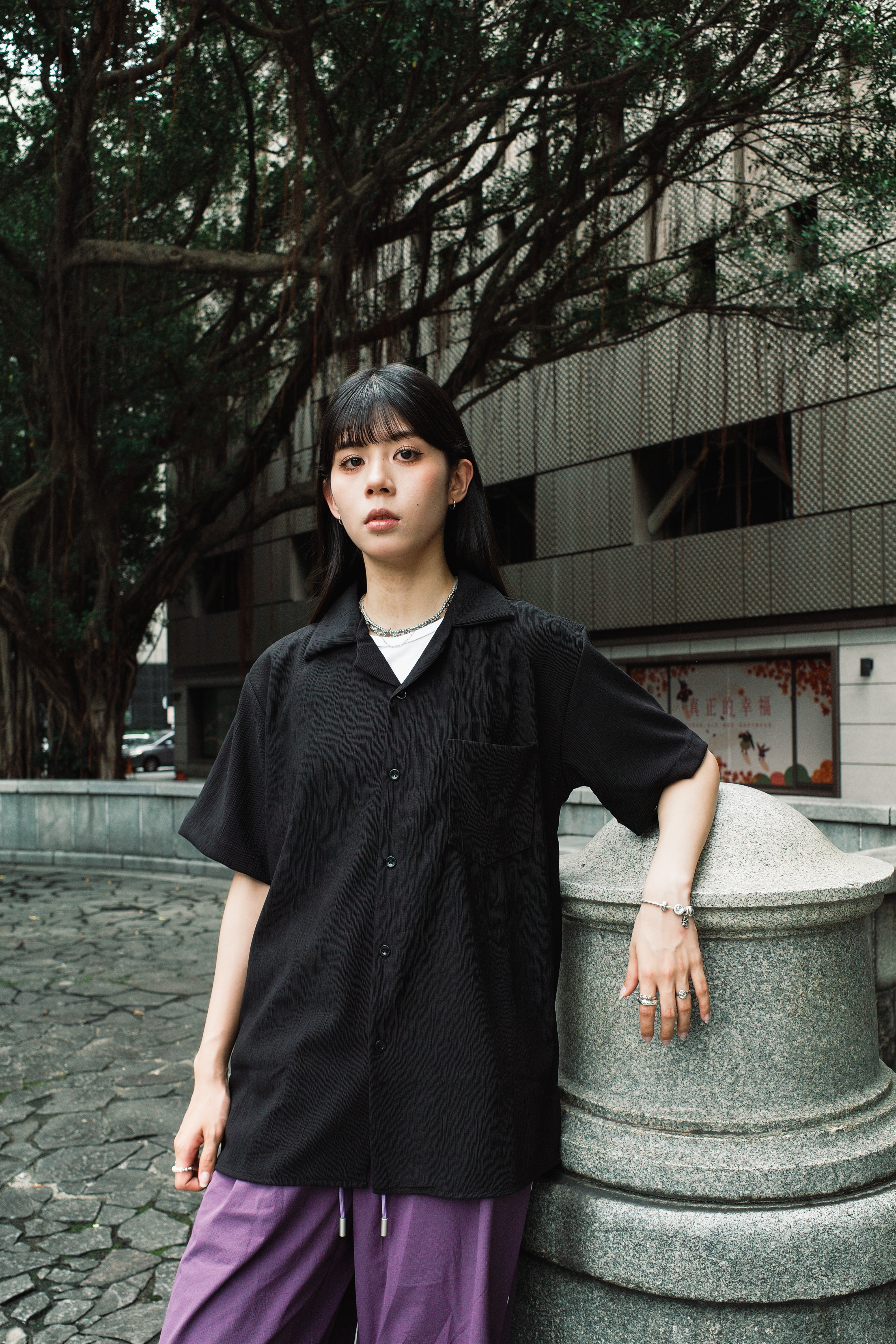 『Always_Good』細緻紋理 質感 素面 古巴領 短袖襯衫