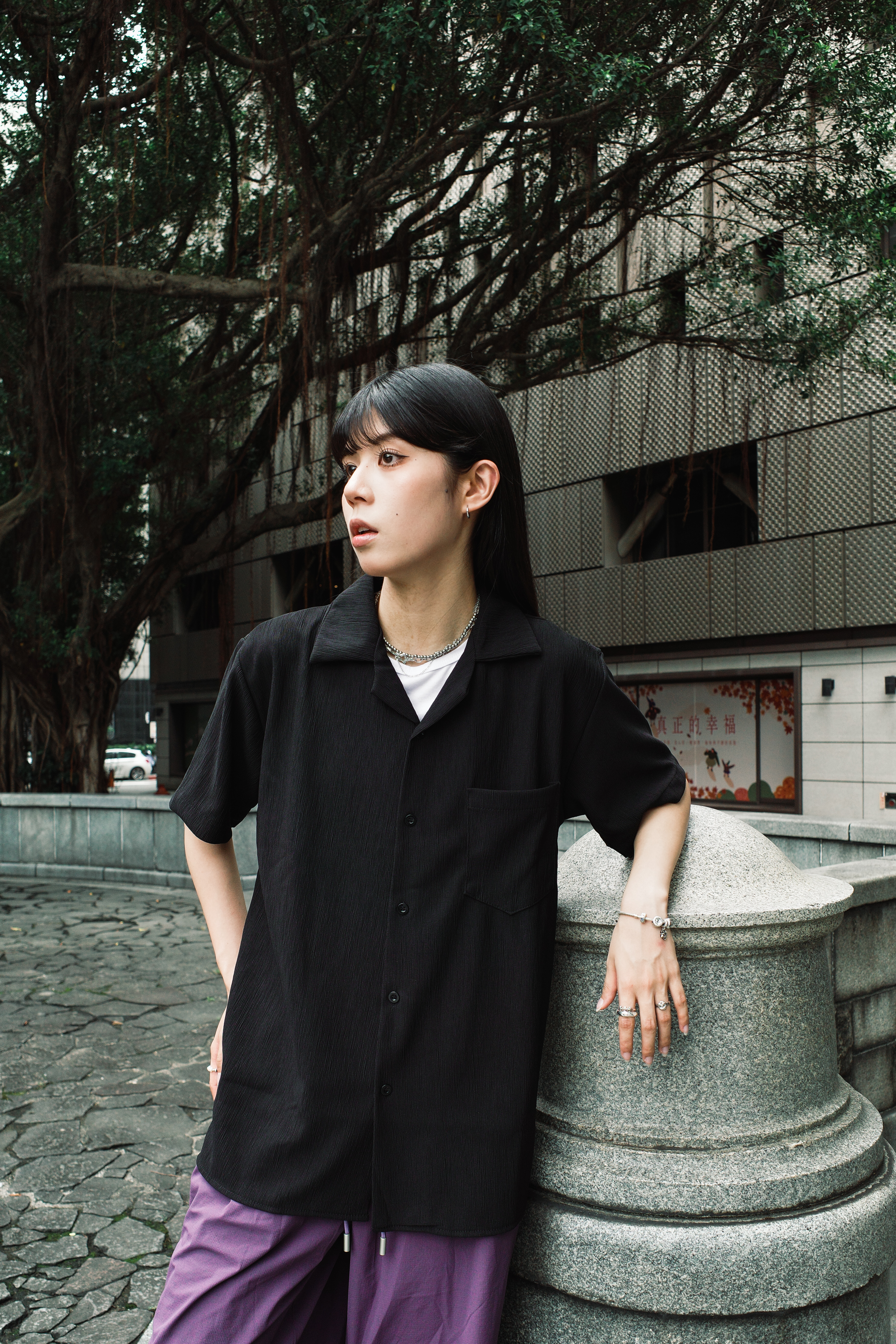 『Always_Good』細緻紋理 質感 素面 古巴領 短袖襯衫