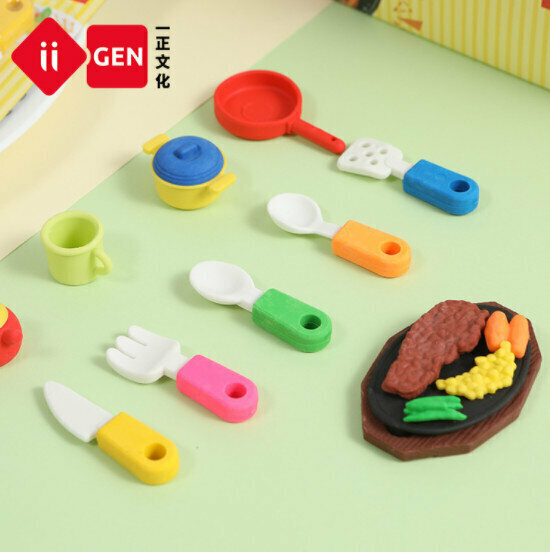 Eraser - Fun Shape Toy Eraser Rubber (Western Cuisine-Yellow Cardboard)