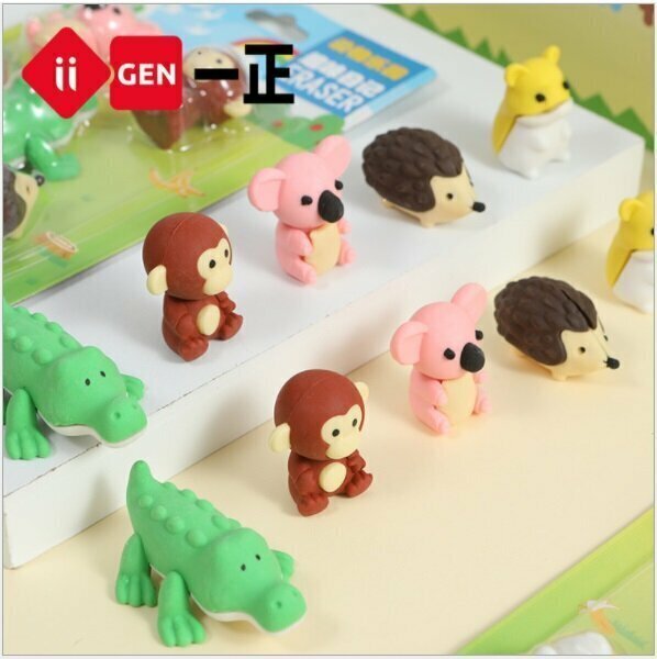 Eraser - Fun Shape Toy Eraser Rubber (Animal Paradise-Yellow Cardboard)