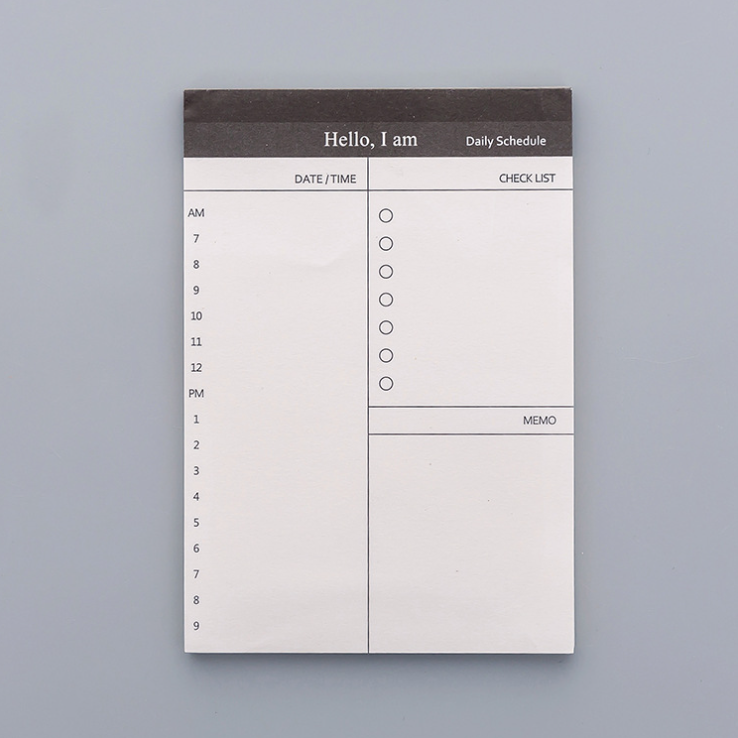 TEAR-OFF NOTEPAD (DAILY SCHEDULE PAGE 50 SHEETS)|PORTABLE NOTEBOOK, BUSINESS PLAN, STUDENT CONVENIENCE BOOK