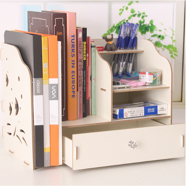 Wooden document storage box file frame (quadruple ordinary white)