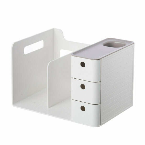 Drawer type desktop storage box stationery organizer (gray)