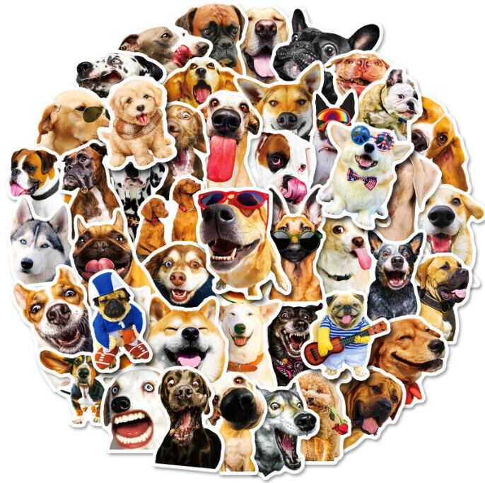 熱賣狗狗表情包貼紙（T01040547 寫實狗50張）