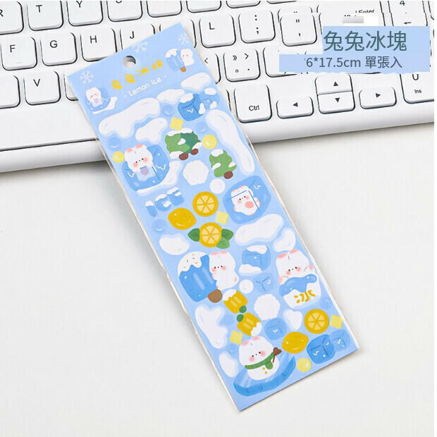 新款卡通咕卡貼紙【兔兔冰塊】