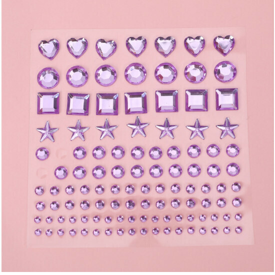 爆款兒童愛心貼紙水晶寶石貼畫（紫色）