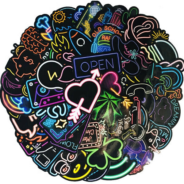 熱推酷炫霓虹燈塗鴉防水貼紙（約50張）