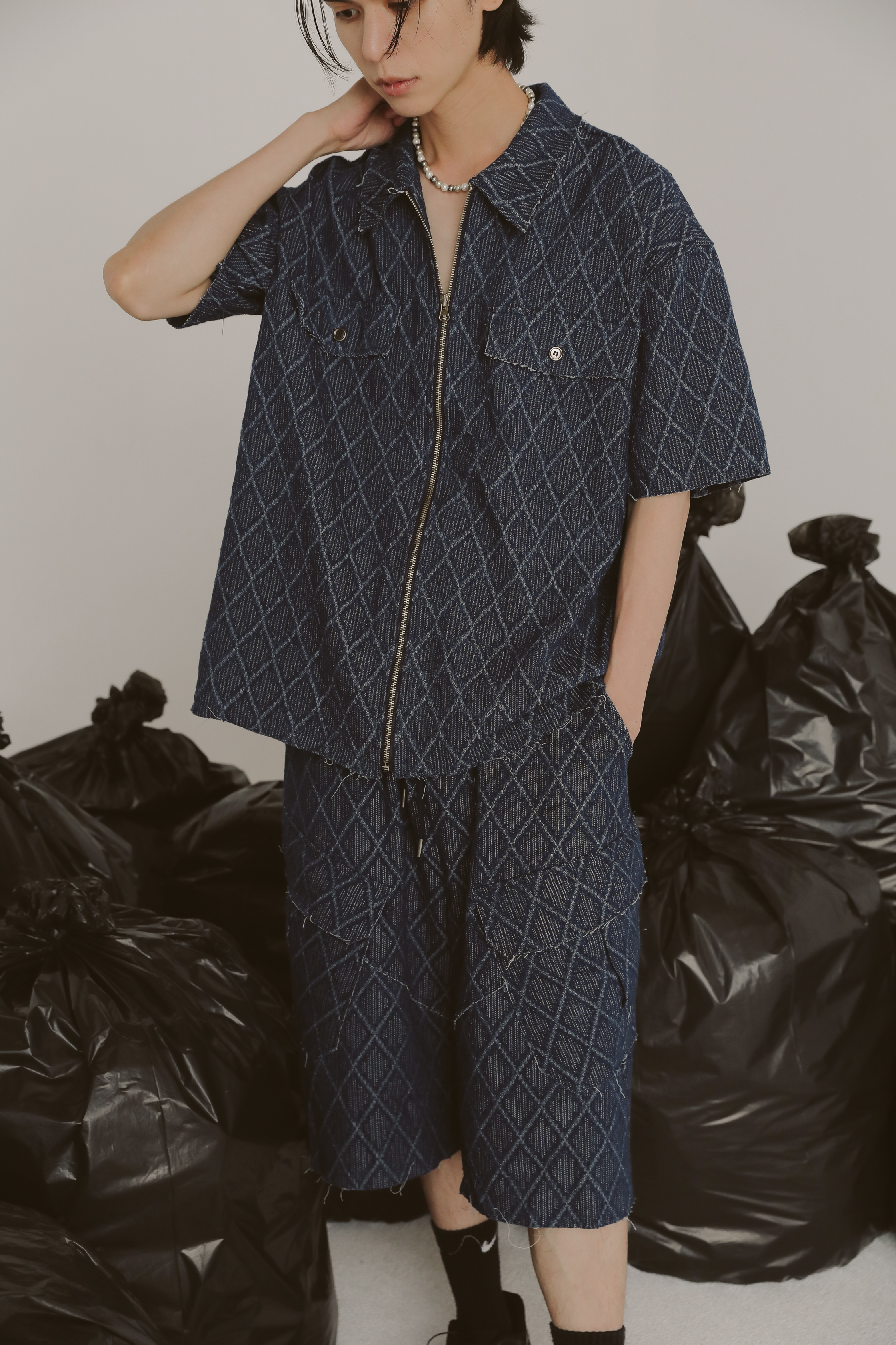 Denim Damage Set- Bermuda Pants #短褲