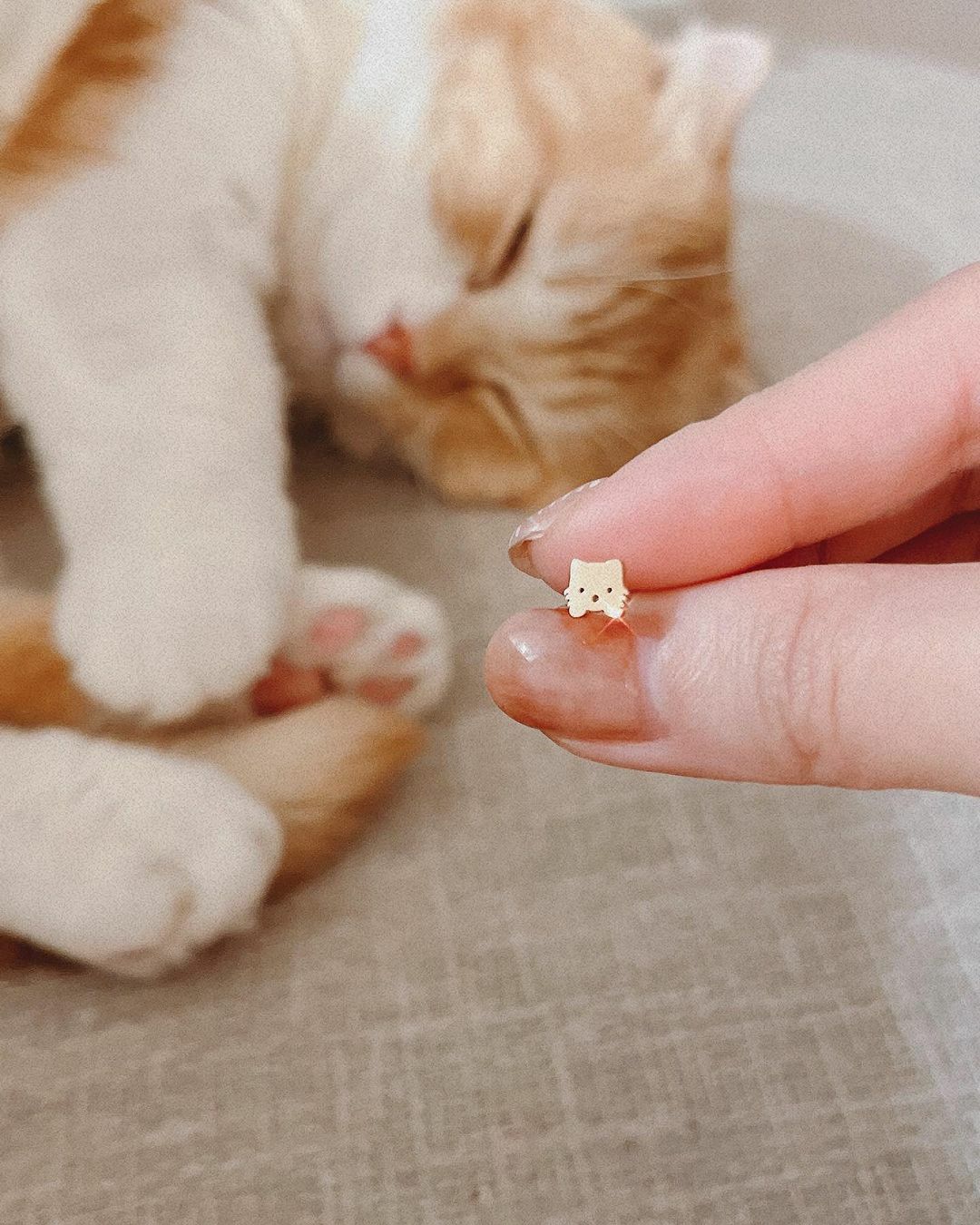 可愛萌寵萌貓臉鎖珠耳環