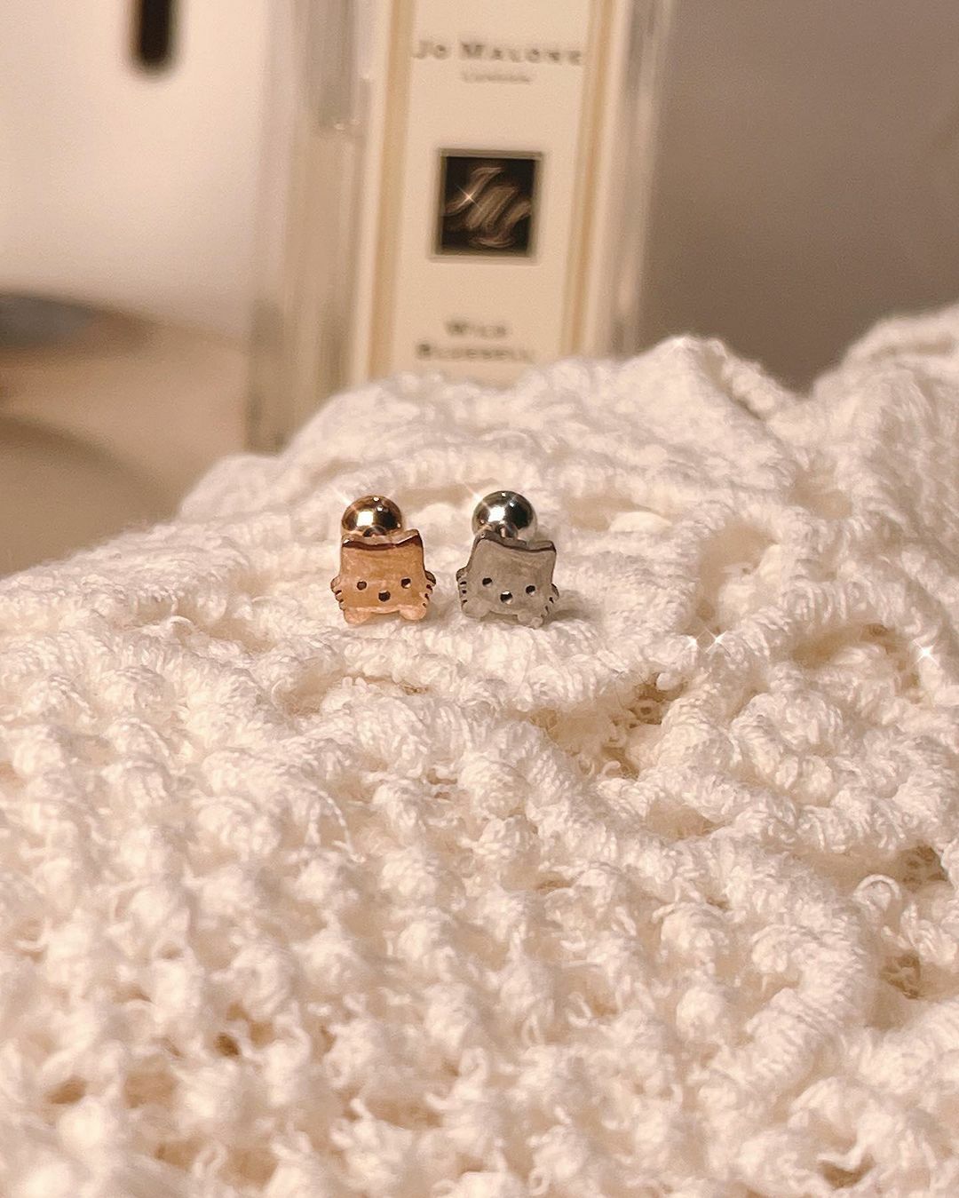 可愛萌寵萌貓臉鎖珠耳環