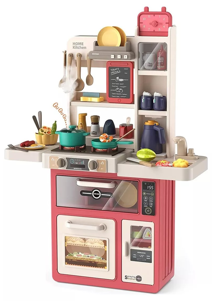 燈光音樂電動噴霧出水廚房套裝  (紅)  (55PCS)