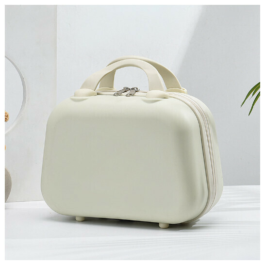 Hot push pull trolley suitcase cosmetic bag [white] (size: 14 inches)