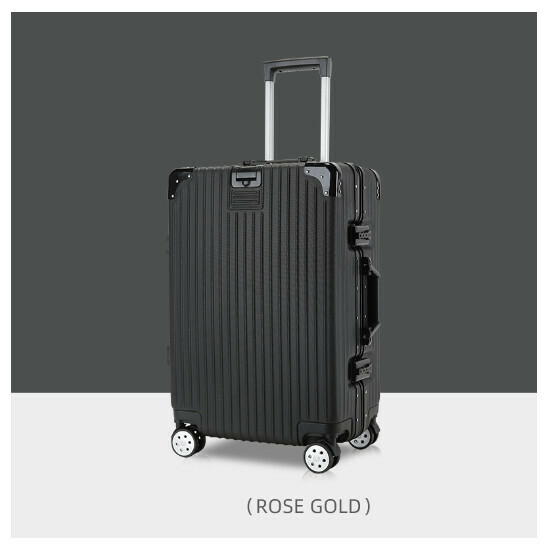 Hot recommended silent swivel wheel suitcase [hook style aluminum frame black] (size: 20 inches: 49x34x22CM)