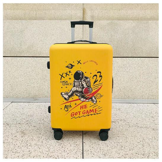 熱推萬向輪旅行箱行李箱【太空籃球黃色】（尺碼：20寸:34*21*54CM）