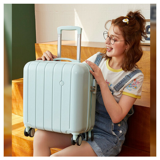 Hot push swivel suitcase [mint green] (size: 18 inches: 41*22*45CM)