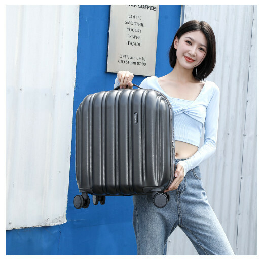 Hot recommended suitcase [iron gray (with USB and free transparent case cover)] (size: 18 inches: 42cm * 25cm * 52cm)