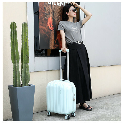 Hot recommended suitcase [mint green (with USB and free transparent case cover)] (size: 18 inches: 42cm * 25cm * 52cm)