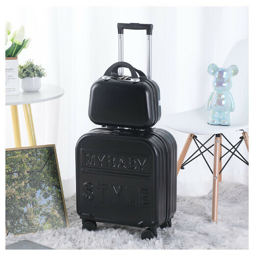 Hot-recommended universal wheel suitcase suitcase [308# black (mother-child box)] (size: 18 inches)