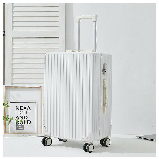 Hot recommended universal wheel suitcase suitcase [grain white] (size: 20 inches: 34*21*54CM)