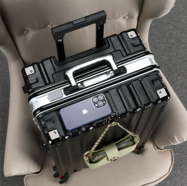 Hot-recommended large-capacity trolley suitcase [20 inches] [thickened aluminum frame model-glow black]