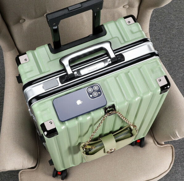Hot push large-capacity trolley suitcase [20 inches] [thickened aluminum frame style-fruit green]