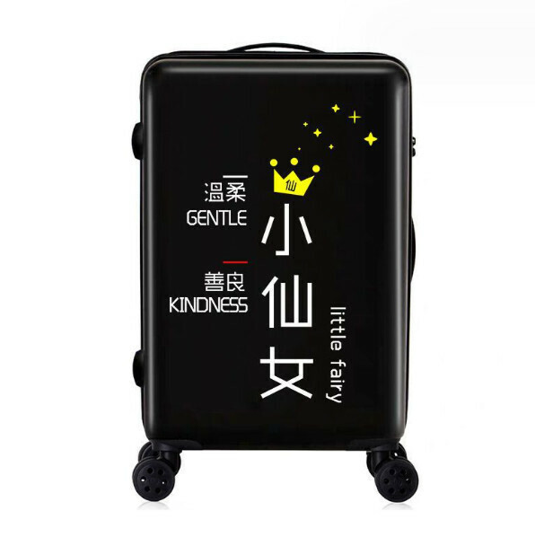 Hot push trolley suitcase with swivel wheels [20 inches] [Black-Little Fairy]