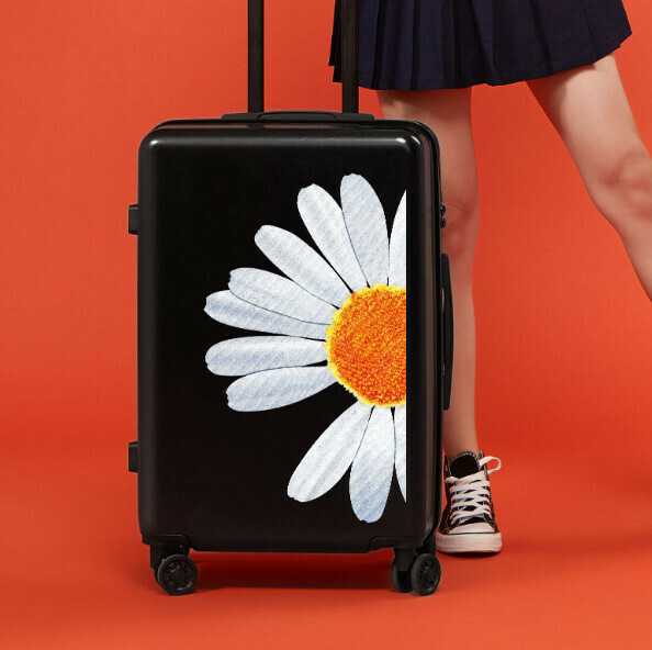 Hot Push Spinner Trolley Luggage [20 Inch] [Black-Big Daisy]