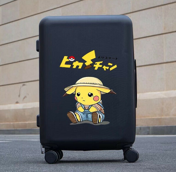 Hot push trolley suitcase with swivel wheels [20 inches] [Black - Wrongful Pikachu]