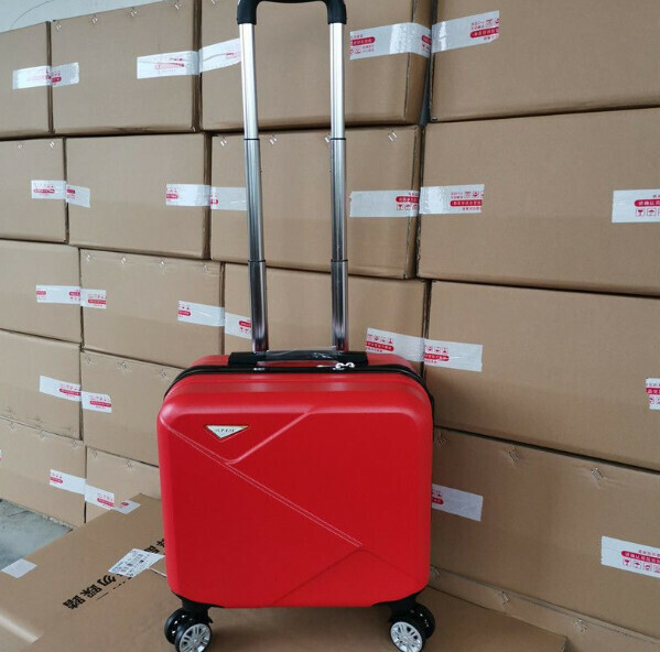 Hot push mini trolley suitcase [14-inch three-section trolley] [big red]