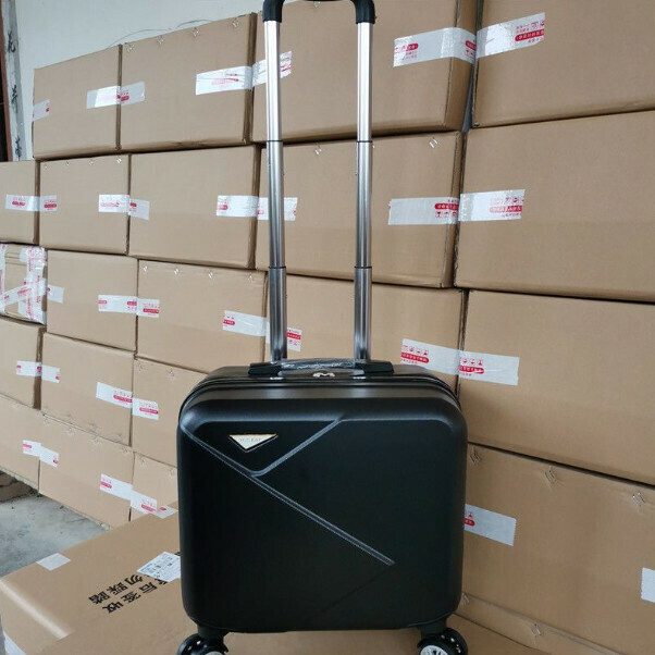 Hot push mini trolley suitcase [14-inch three-section trolley] [black]