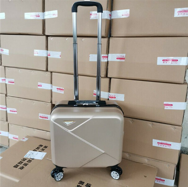 Hot push mini trolley suitcase [14-inch three-section trolley] [champagne color]