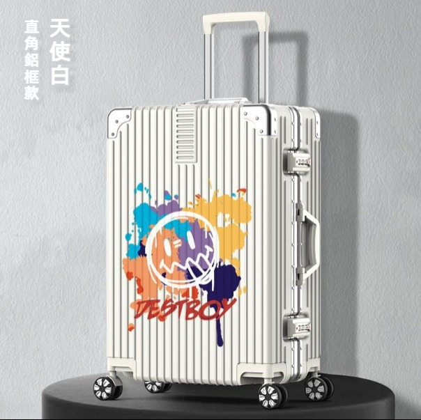 Hot push large capacity trolley suitcase [20 inches] [09 aluminum frame style - milky white]