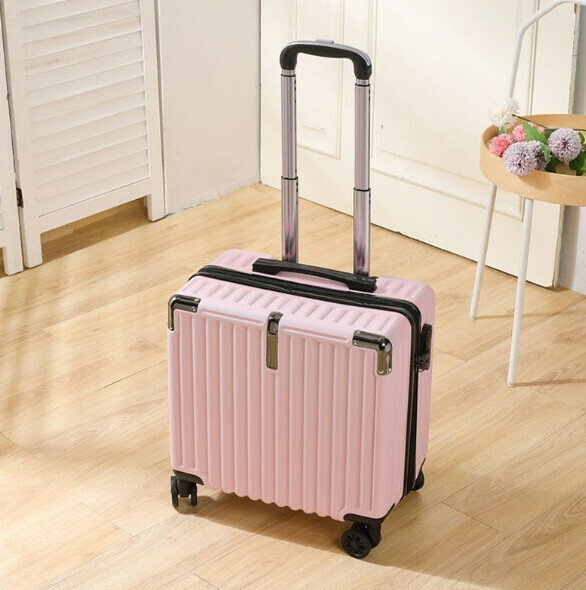 Hot push mini trolley suitcase [18 inches - two sections trolley] [matte pink]