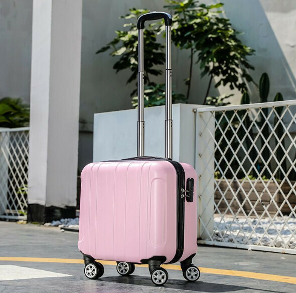 Popular mini trolley suitcase [18-inch-three-section trolley] [matte pink]