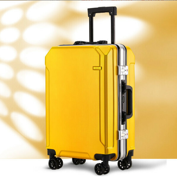 Popular aluminum frame trolley suitcase [20 inches] [Silver frame-bright yellow]
