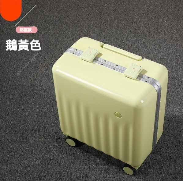 Popular multifunctional suitcase [18 inches] [aluminum frame-goose yellow]