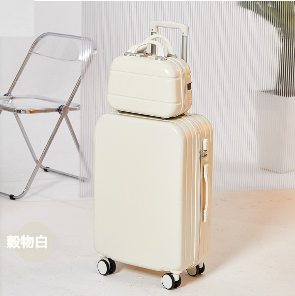 Popular multifunctional suitcase [20 inches] [Multiple and double models - Grain White]