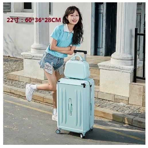 New universal wheel trolley suitcase with cup holder travel suitcase [mint green (mother and sub-box)] (size: 22 inches: 60*36*28CM)