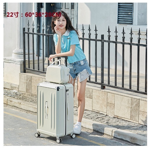 New universal wheel trolley suitcase with cup holder travel suitcase [white (mother and sub-box)] (size: 22 inches: 60*36*28CM)