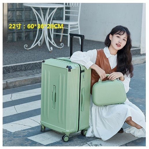 New universal wheel trolley suitcase with cup holder [avocado green (mother-child box)] (size: 22 inches: 60*36*28CM)